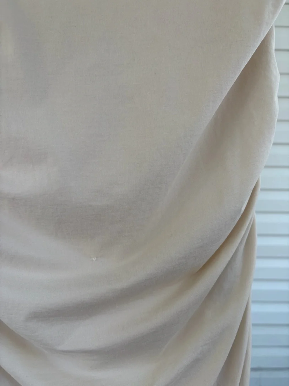 Abercrombie & Fitch Modal Blend Ruched Maxi Cream Bodycon Soft Girl Dress Bridal